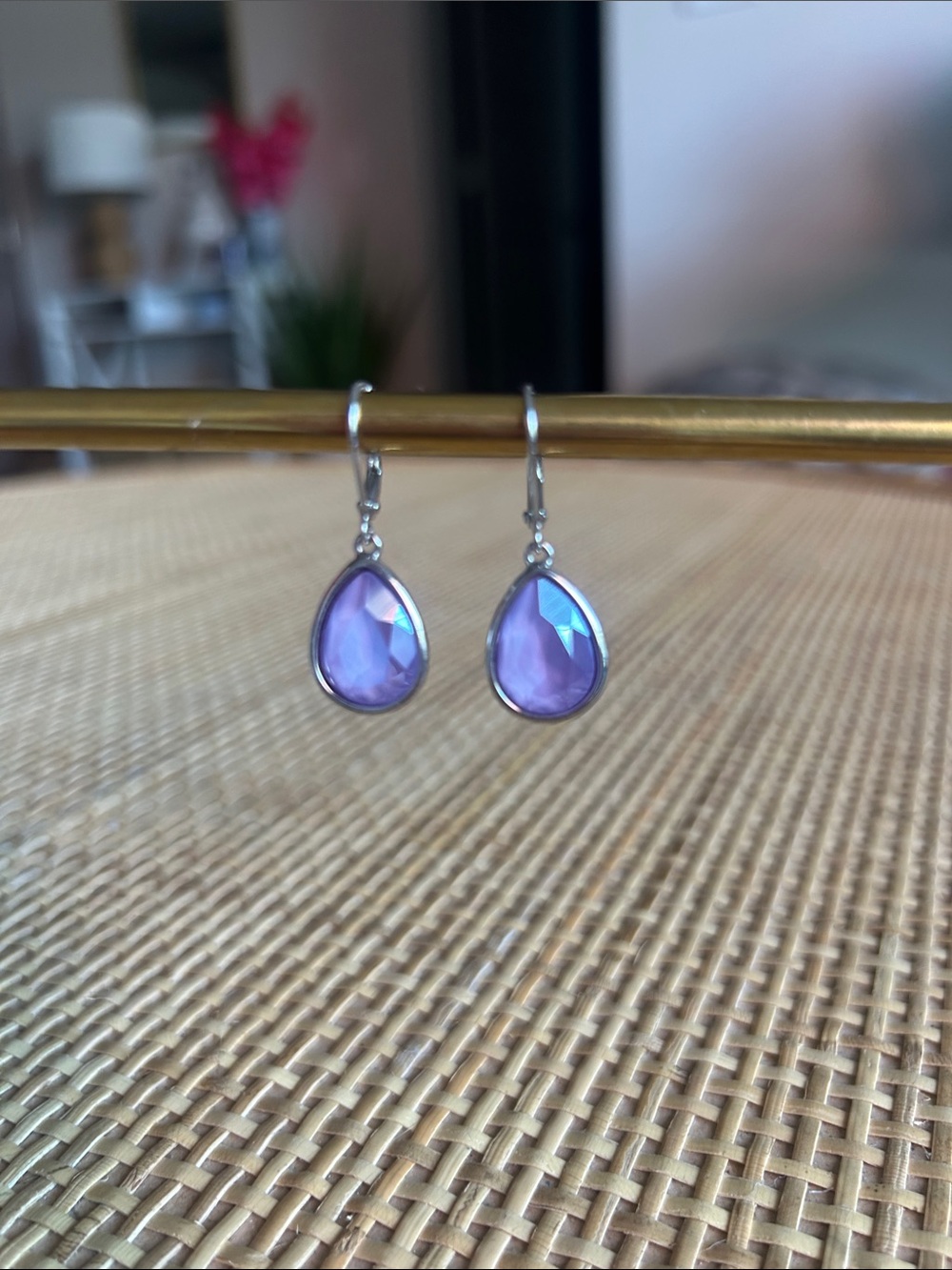 Touchstone Crystal by Swarovski Droplet Earrings Lilac